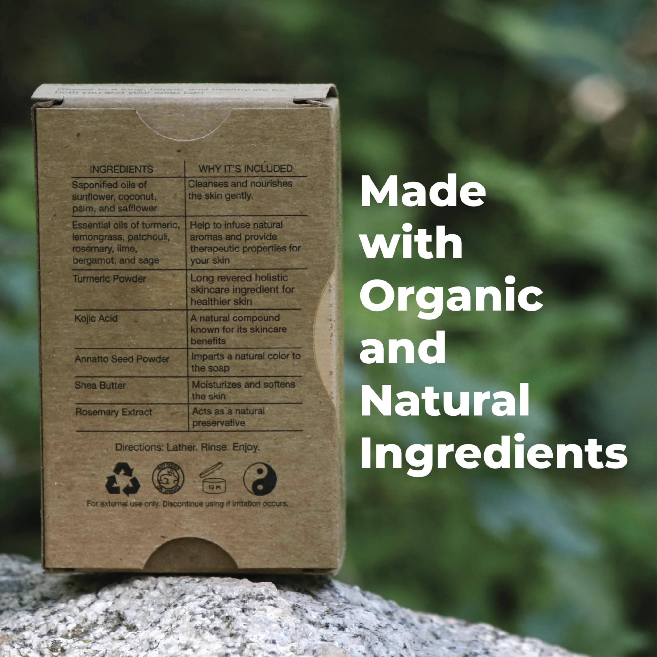 Amphibian Organics organic ingredients close-up highlighting clean, responsibly sourced components