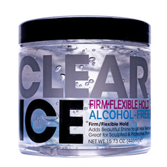 AmPro Clear Ice Gel bottle showing flexible hold for sculpted hairstyles