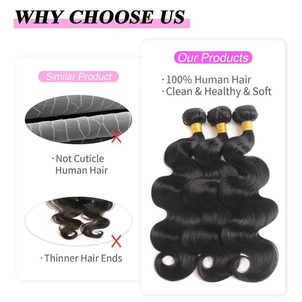 Amskdum 12A Brazilian body wave bundles 20-inch for dramatic volume.
