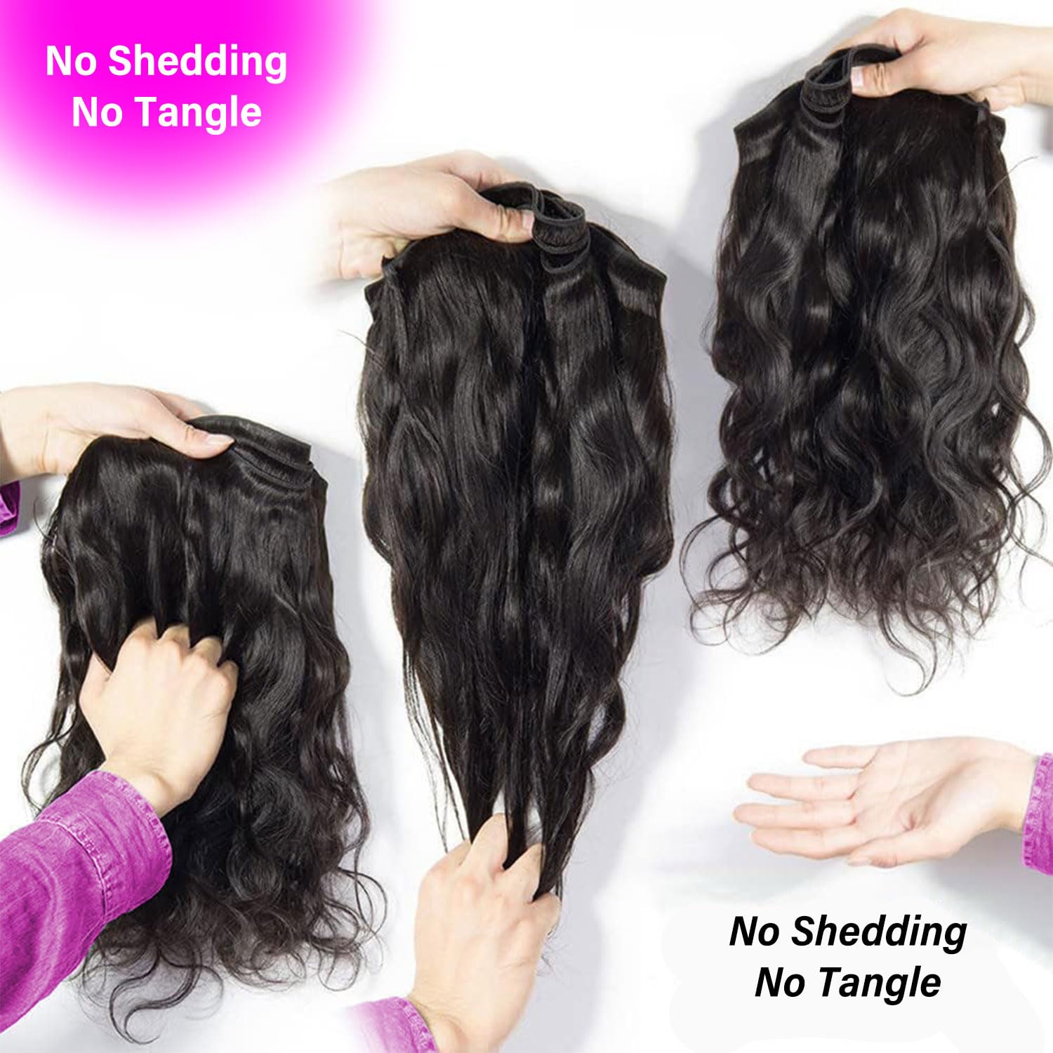 Amskdum 12A Brazilian body wave bundles worn for a full head look.
