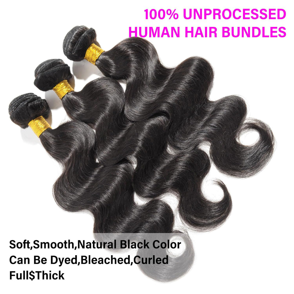 Amskdum 12A Brazilian body wave bundles in natural black blend.