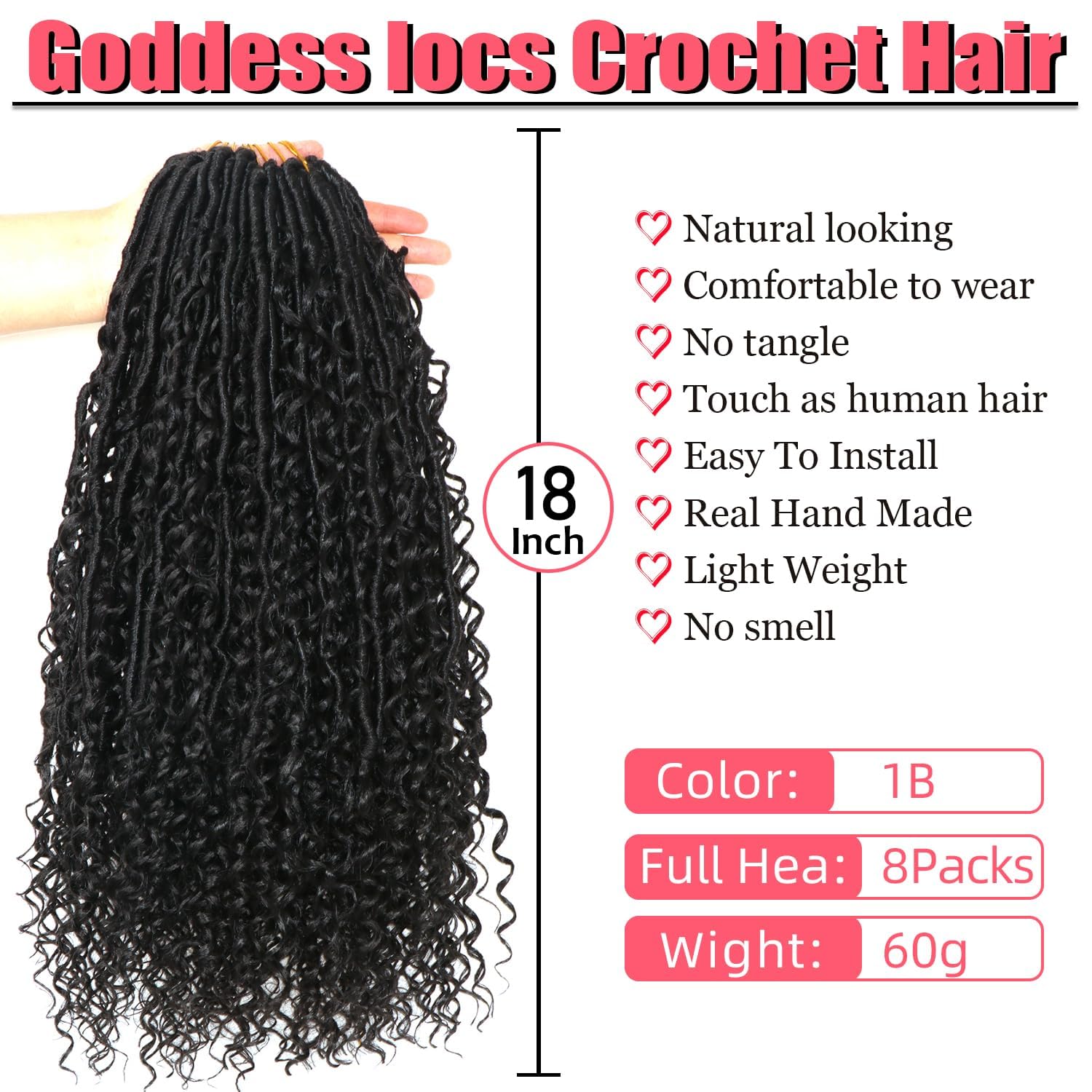 AMUMI Goddess Locs crochet hair 18 inch curly ends enhances versatile styles.