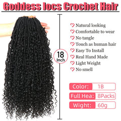 AMUMI Goddess Locs crochet hair 18 inch curly ends enhances versatile styles.