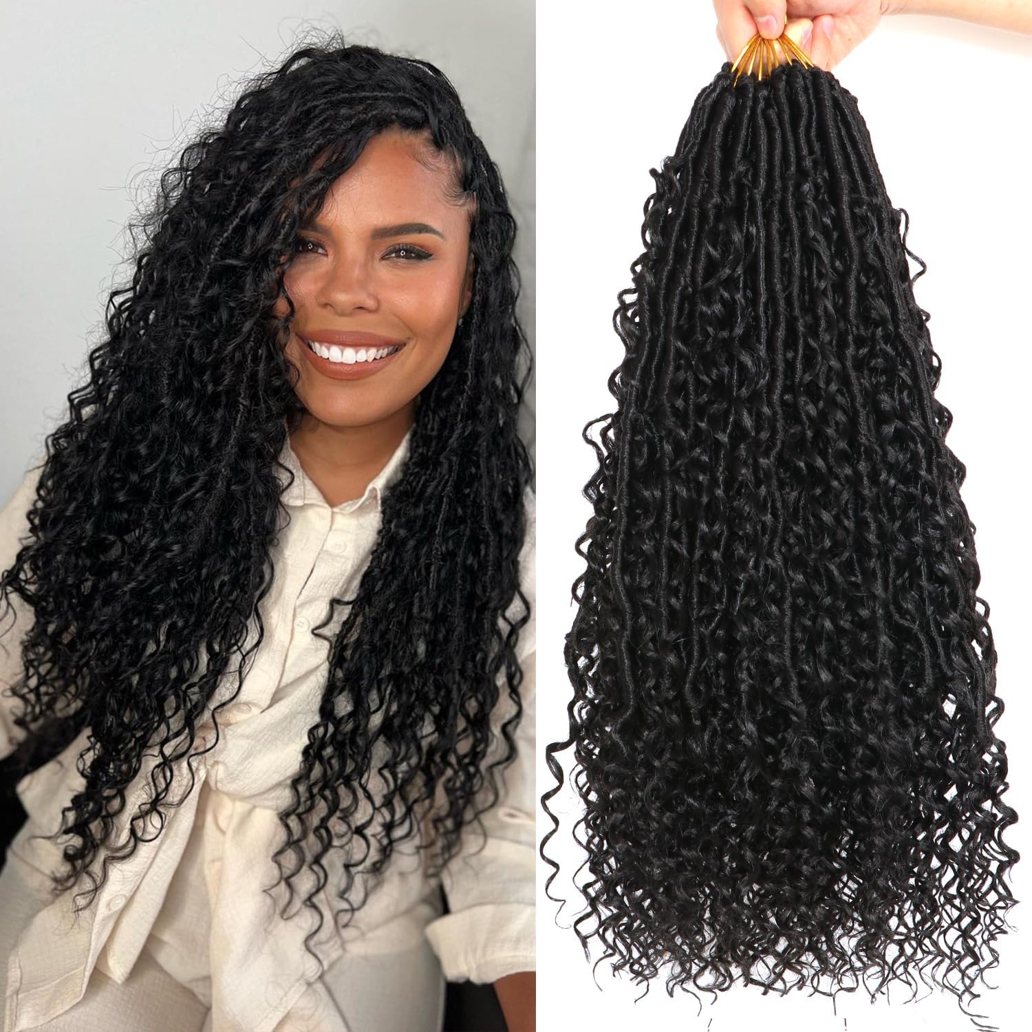 AMUMI Goddess Locs crochet hair 18 inch front view for a natural full look.