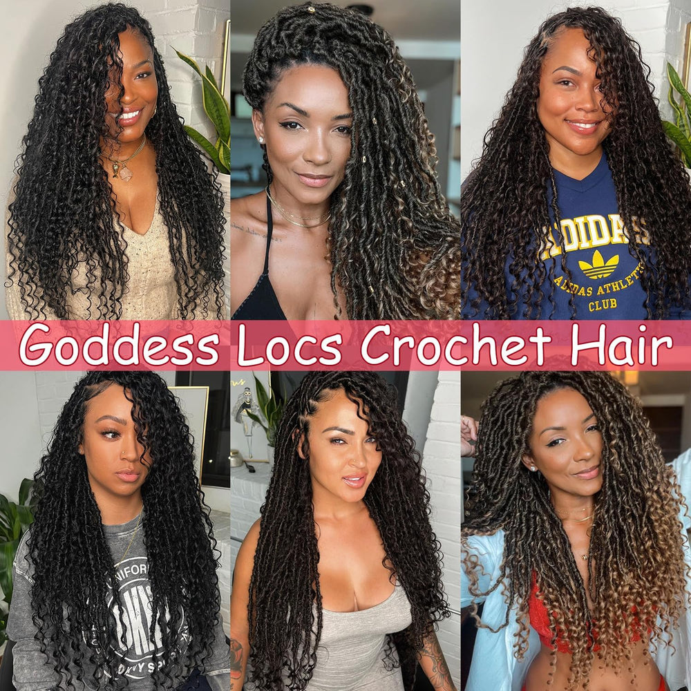 AMUMI Goddess Locs crochet hair 18 inch full-head pack-8 ideal for quick full hairstyles.