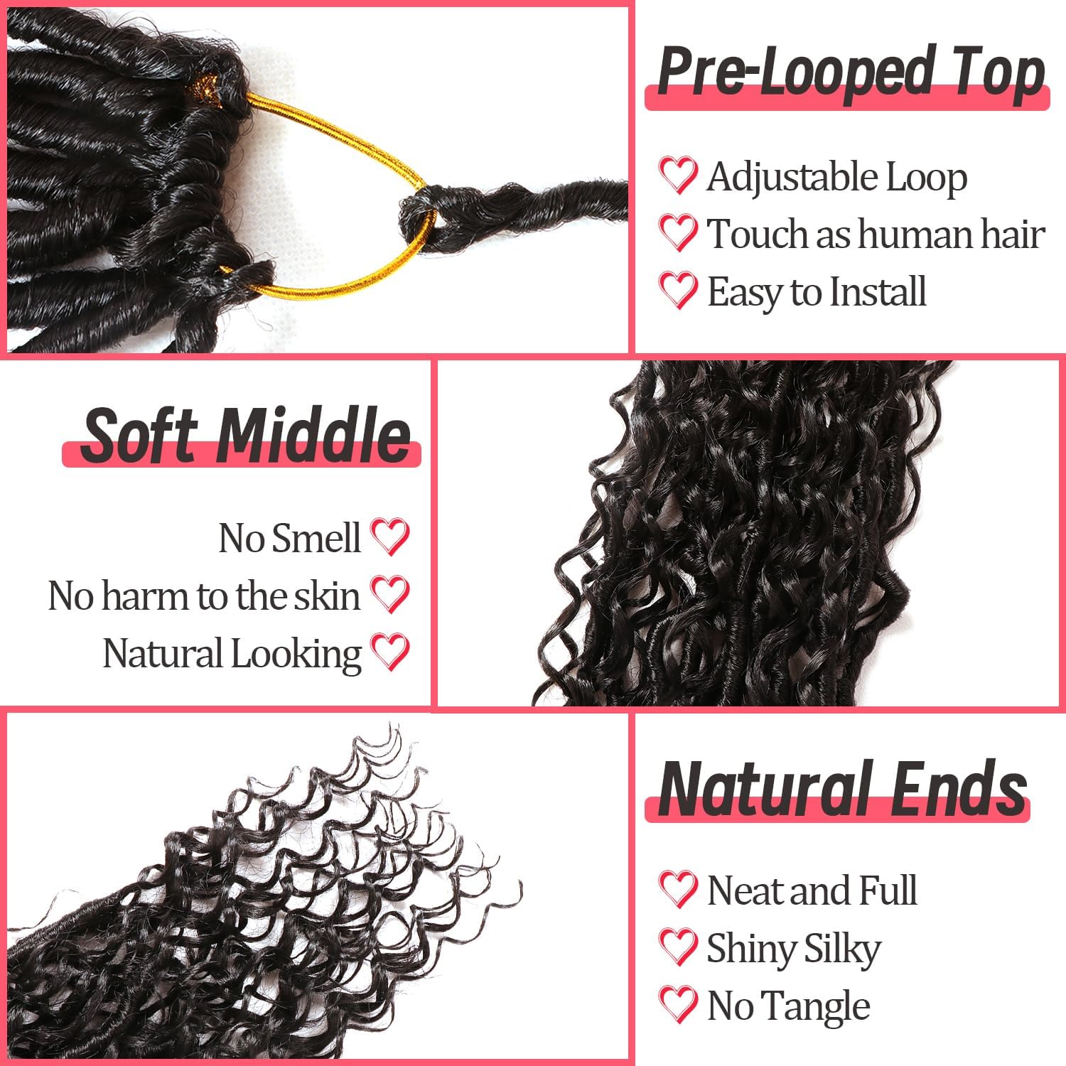 AMUMI Goddess Locs crochet hair 18 inch pre-looped design for easy installation.