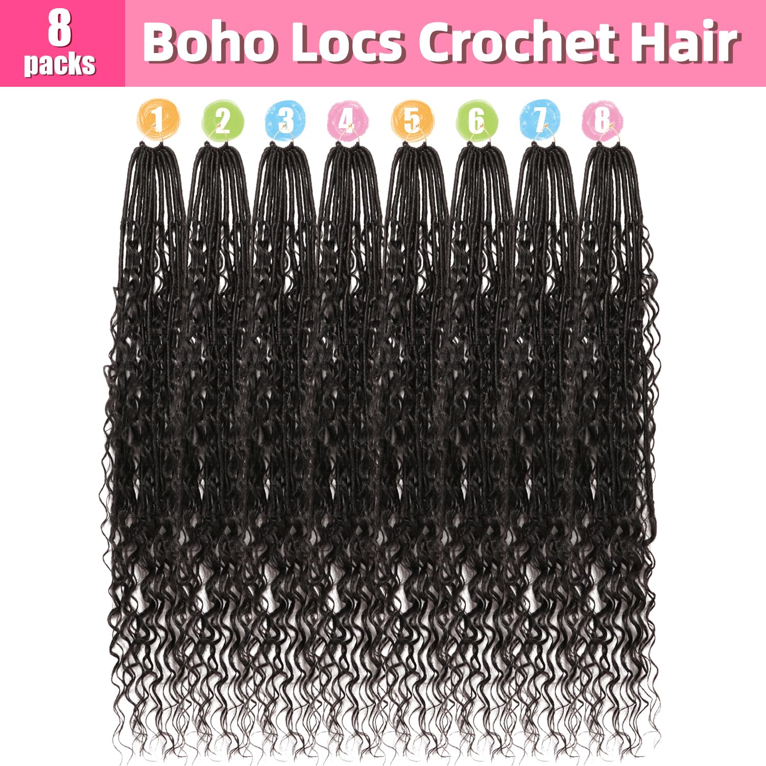 AMUMI Goddess crochet locs 30in curly ends ideal for festival looks.