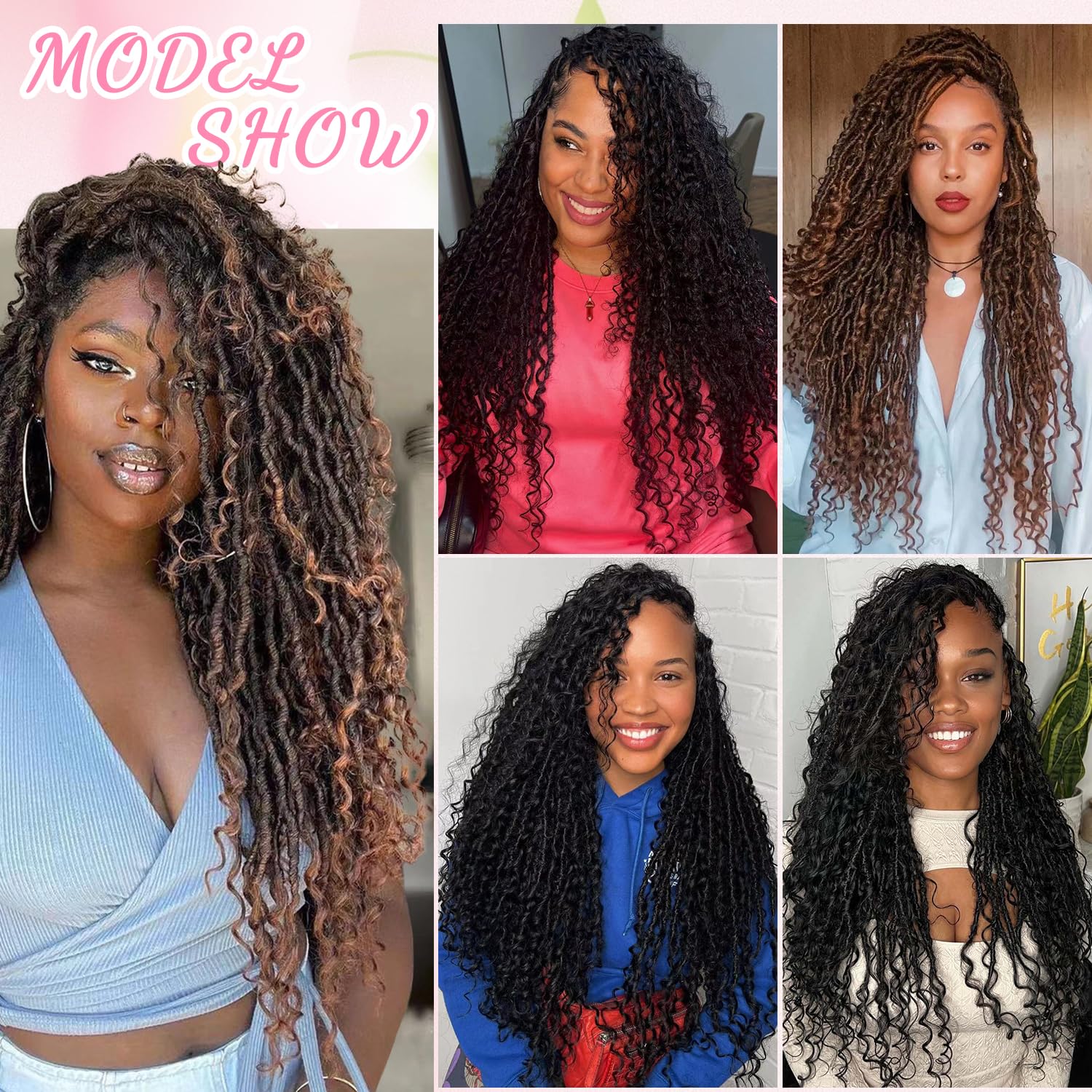 AMUMI Prelooped crochet hair 30in installation ready for quick, full styles.