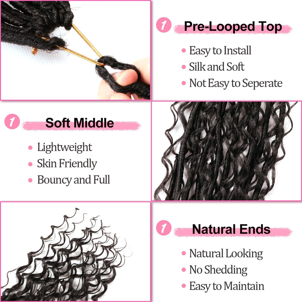AMUMI Soft Boho Locs 30in pack8 close-up of smooth synthetic fibers.