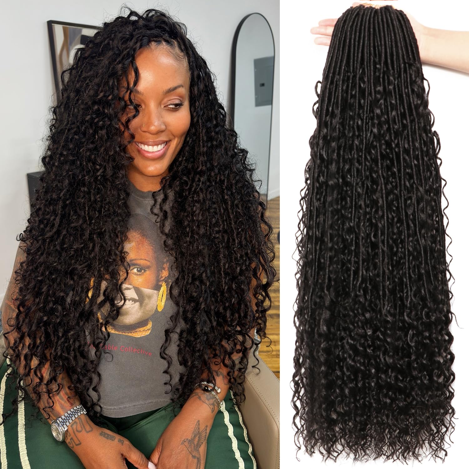 AMUMI Soft Boho Locs 30in front view delivering full volume for daily wear.