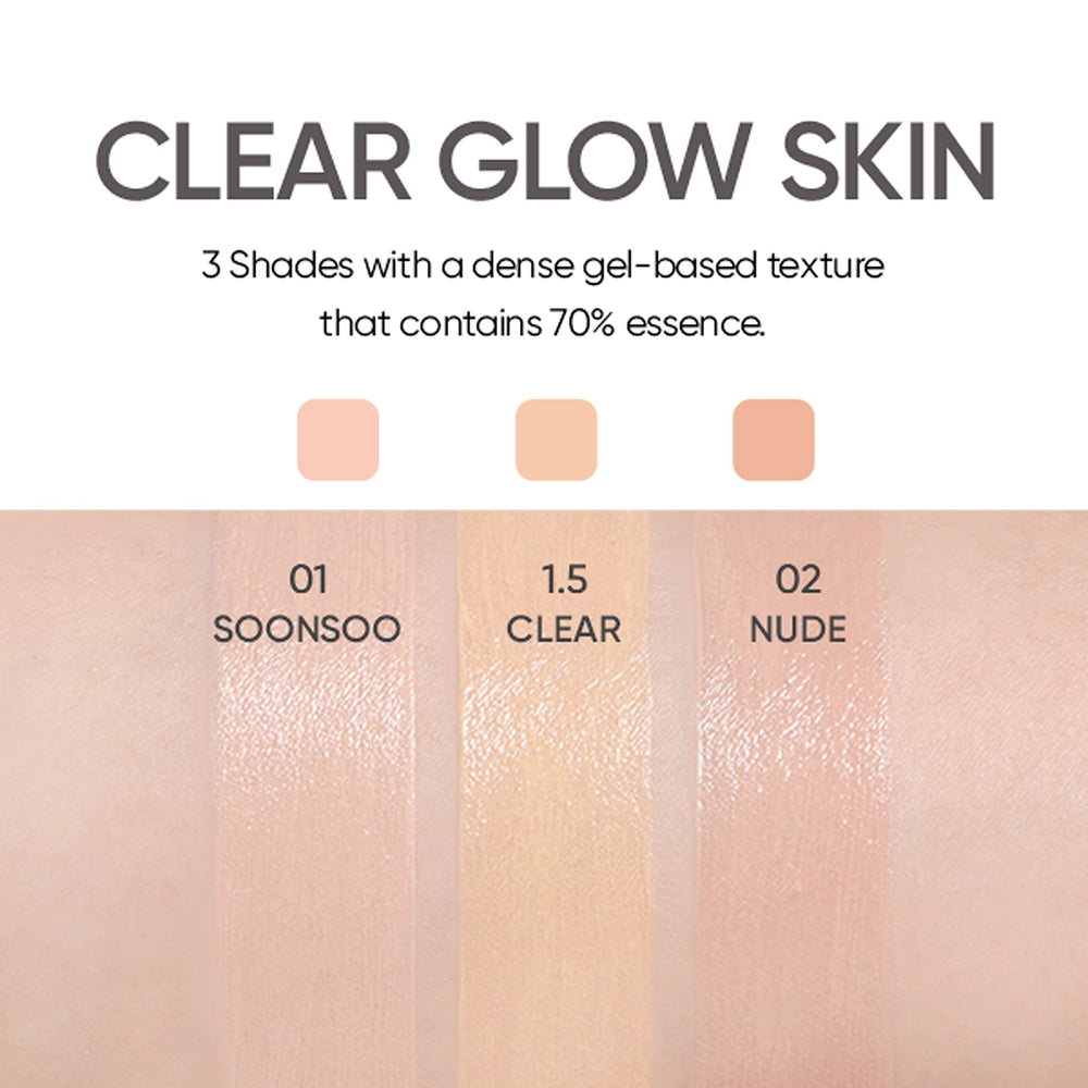 AMUSE SEOUL cushion application on skin demonstrates lift and glow.