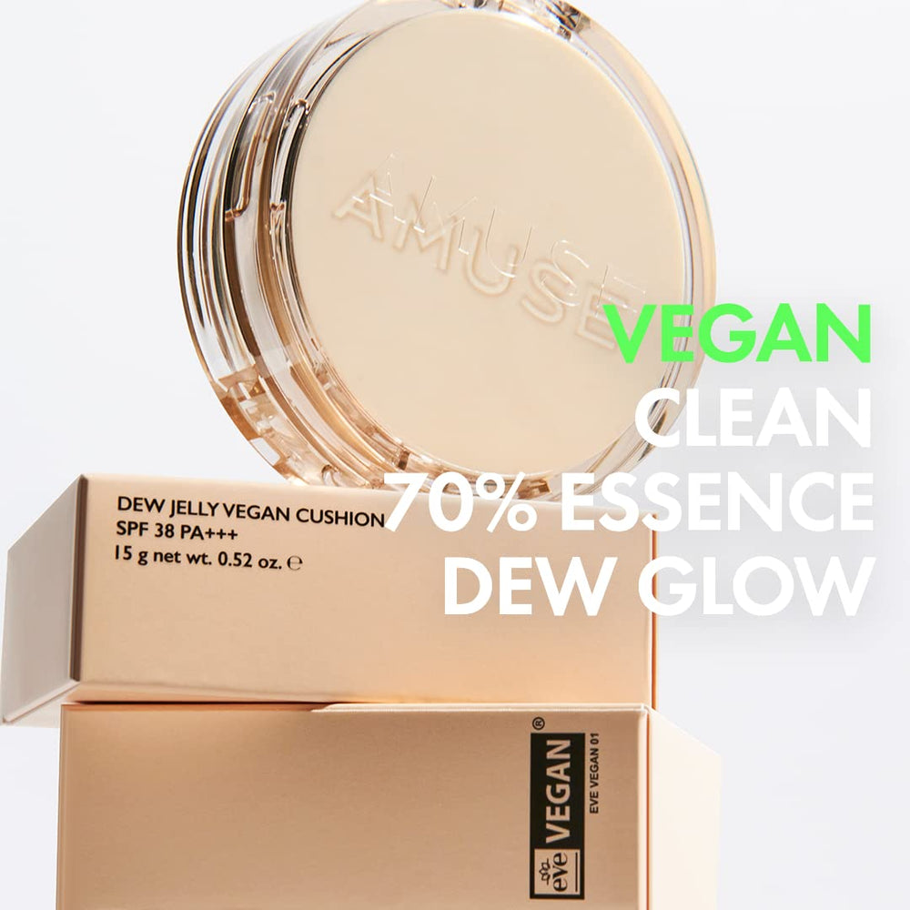 AMUSE SEOUL Dew Jelly Cushion swatch shows 24-hour luminous coverage.