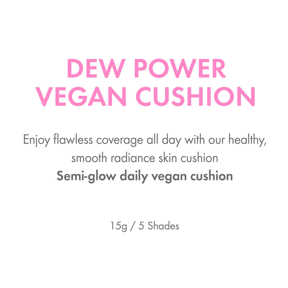 Amuse Seoul Dew Power cushion coverage swatches in five shades for undertone blending.