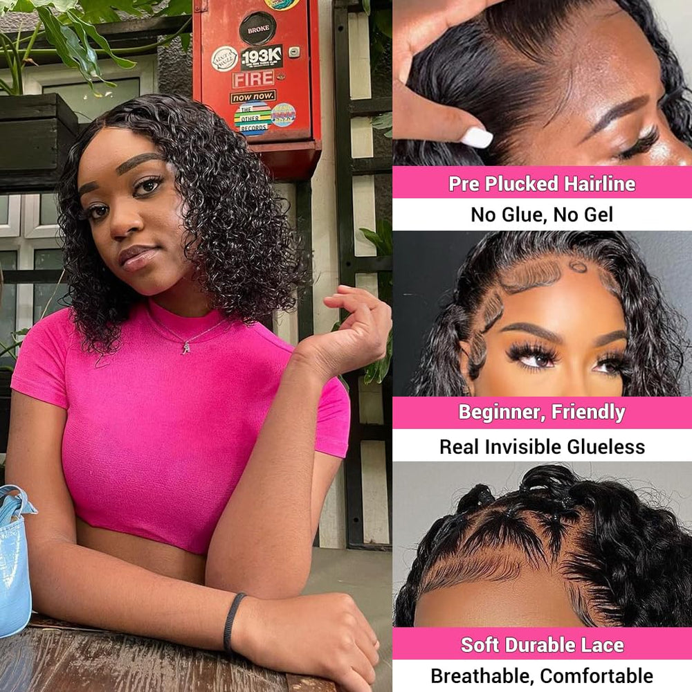Amygirl virgin human hair bob wig with 4x4 lace front and natural look