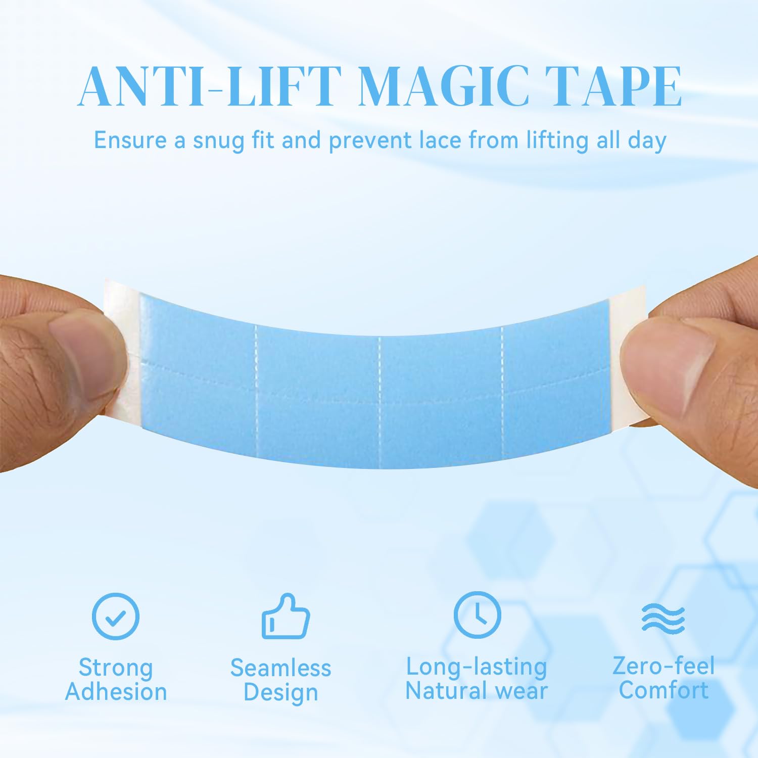 Amyqueen blue waterproof double-sided wig tape for durable wear