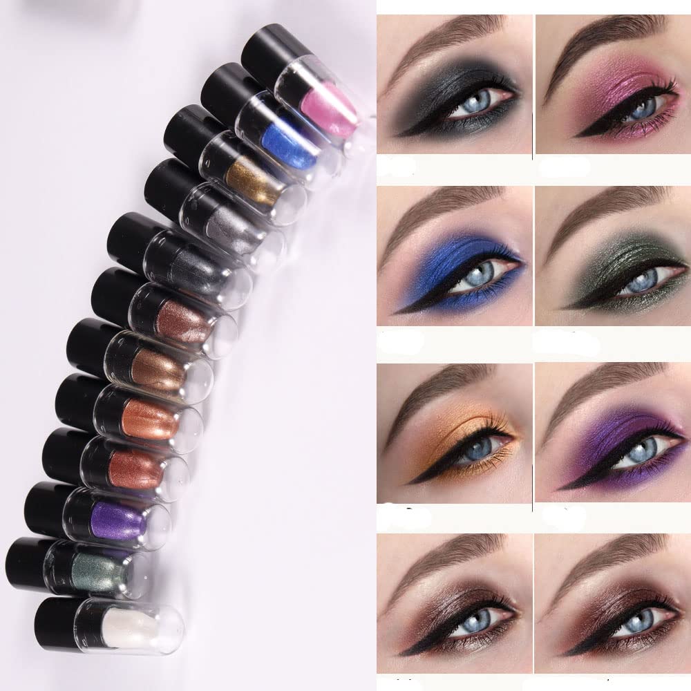 AMY'S DIARY 12 colors glitter eyeshadow sticks set in packaging for easy gifting and display