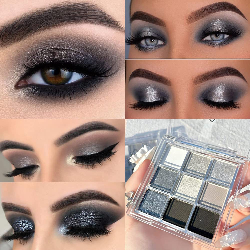 AMY'S DIARY Black Smokey Silver Glitter Eyeshadow Palette cover, ideal for gifting.