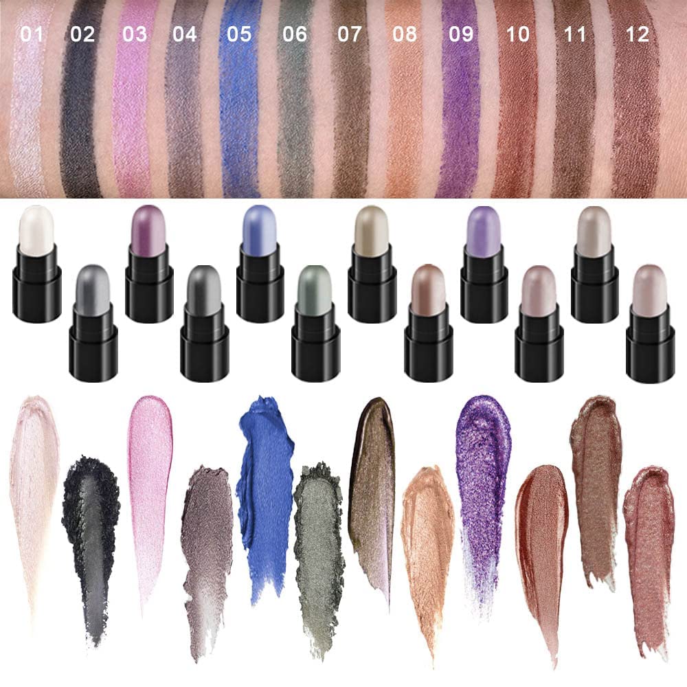 AMY'S DIARY glitter eyeshadow stick silver gray swatches showing blendable texture