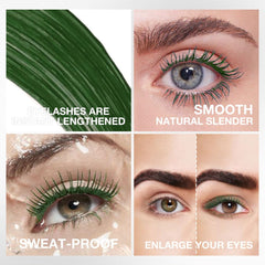 AMY'S DIARY Green EyeLashes Mascara shown in rain-ready waterproof performance.