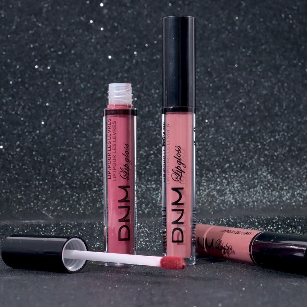 AMY'S DIARY lip gloss trio swatches highlighting three shade options.