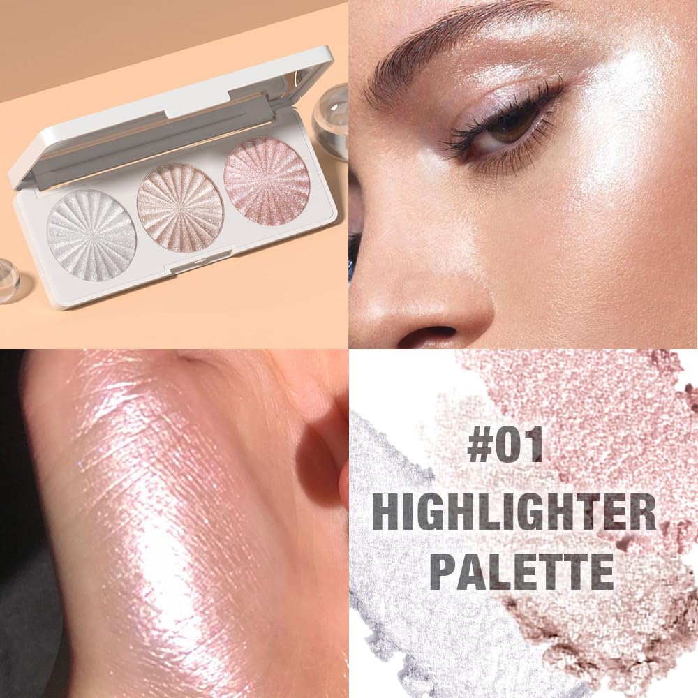 Amy's Diary Lunar Glow Trio swatches show buildable radiance on cheeks and lids.