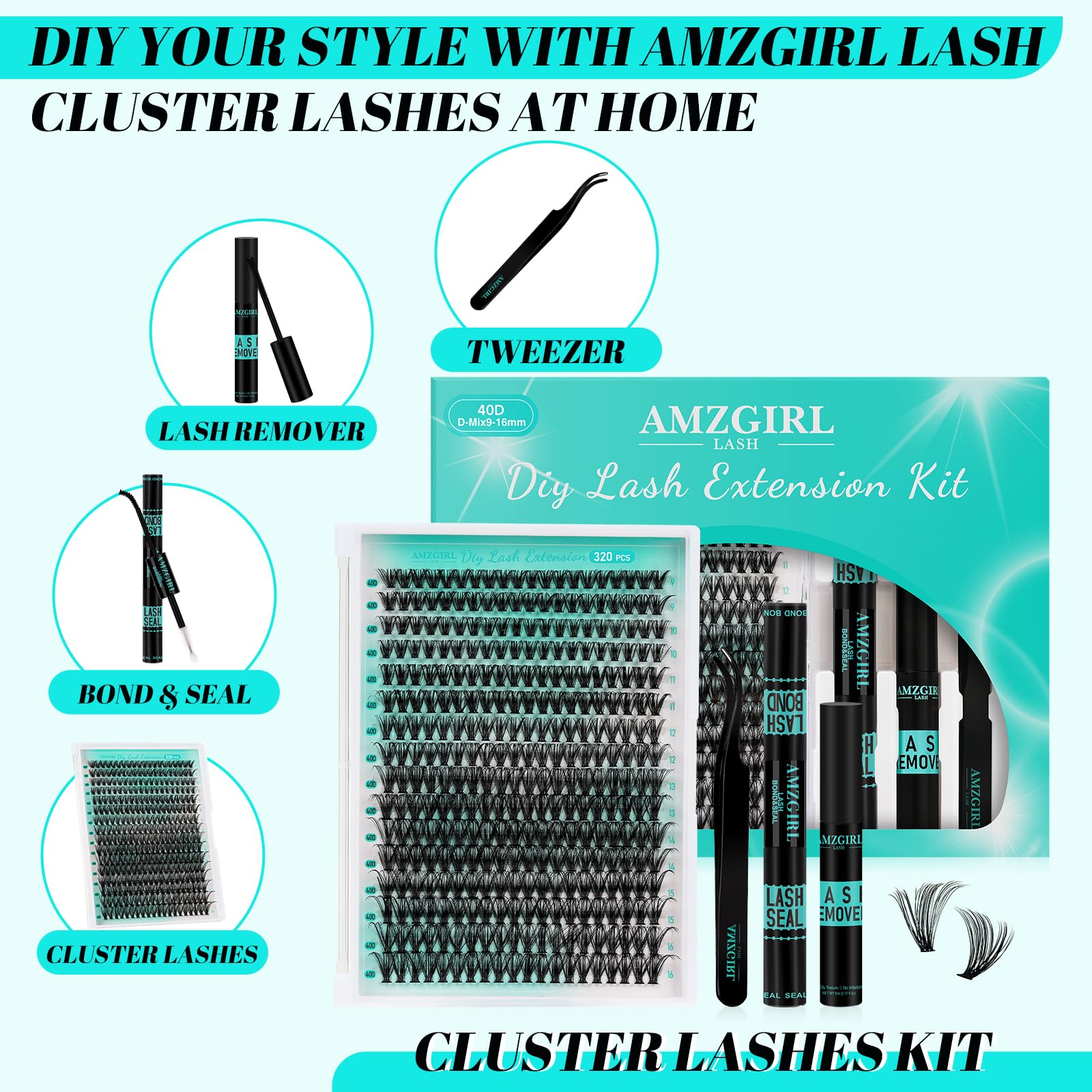 AMZGIRL 40D lashes 9-16mm variety for customizable styles