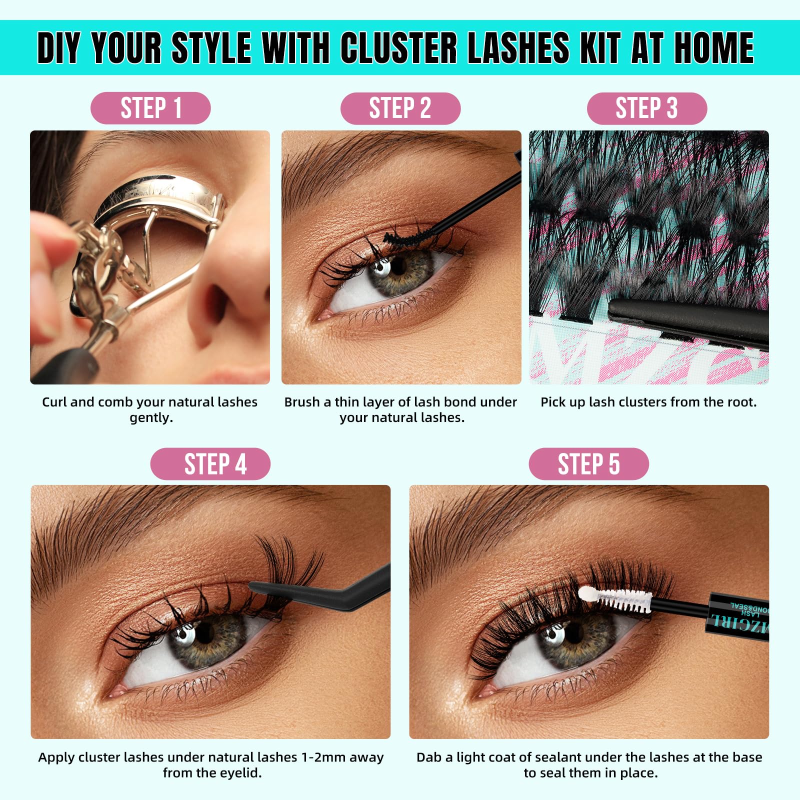 AMZGIRL at-home DIY lash clusters kit for easy styling