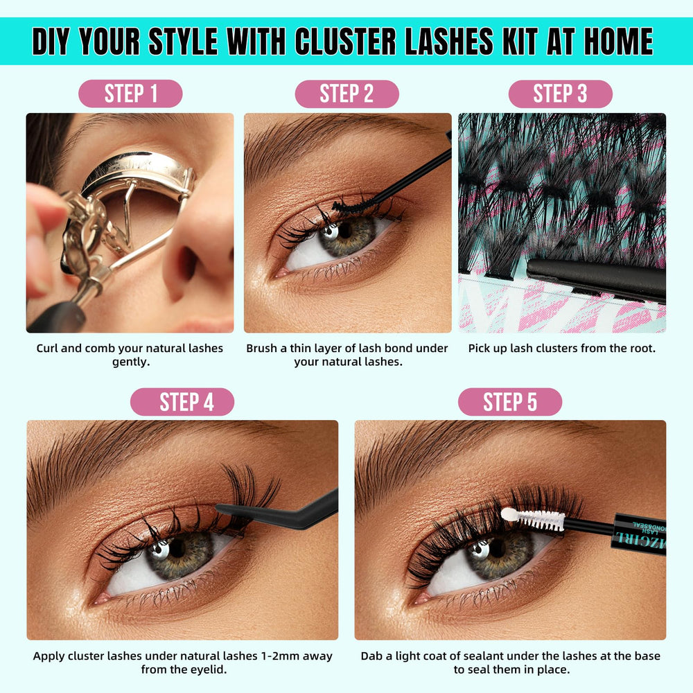 AMZGIRL at-home DIY lash clusters kit for easy styling