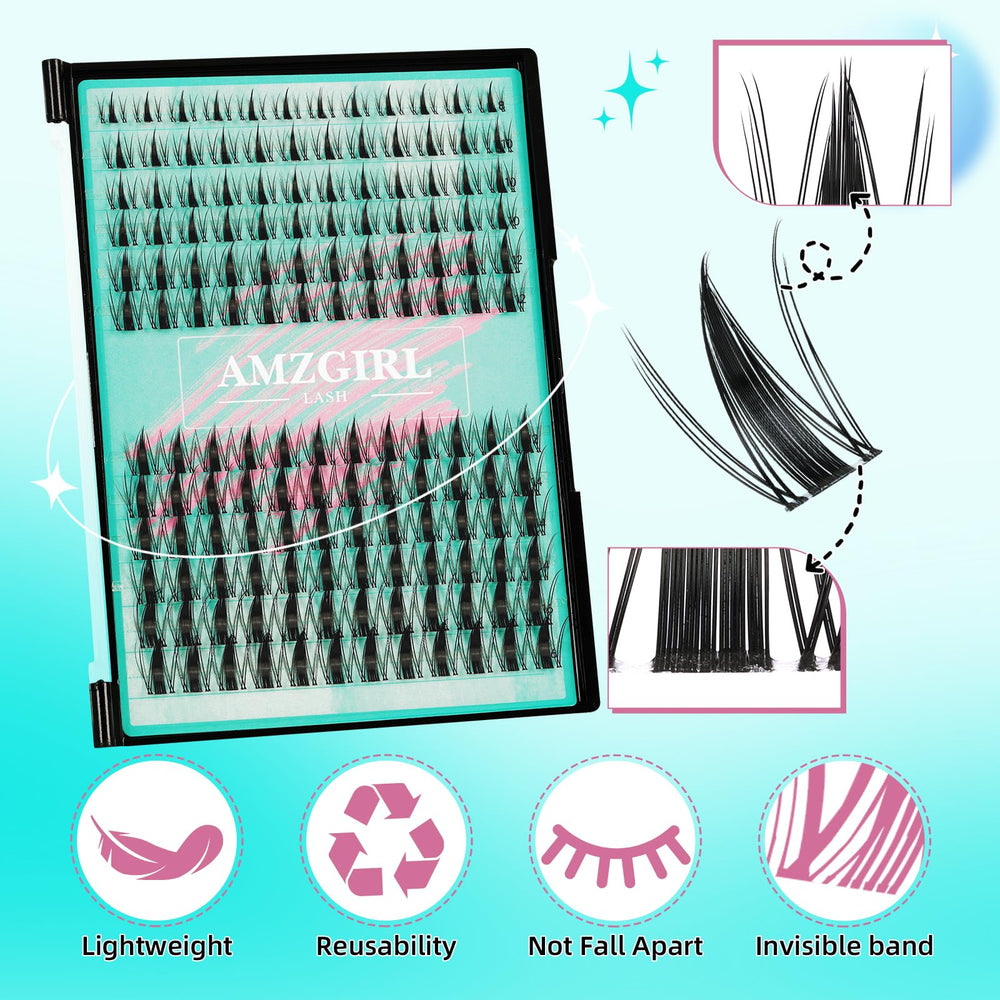 AMZGIRL LASH curved-head tweezers enable precise placement.