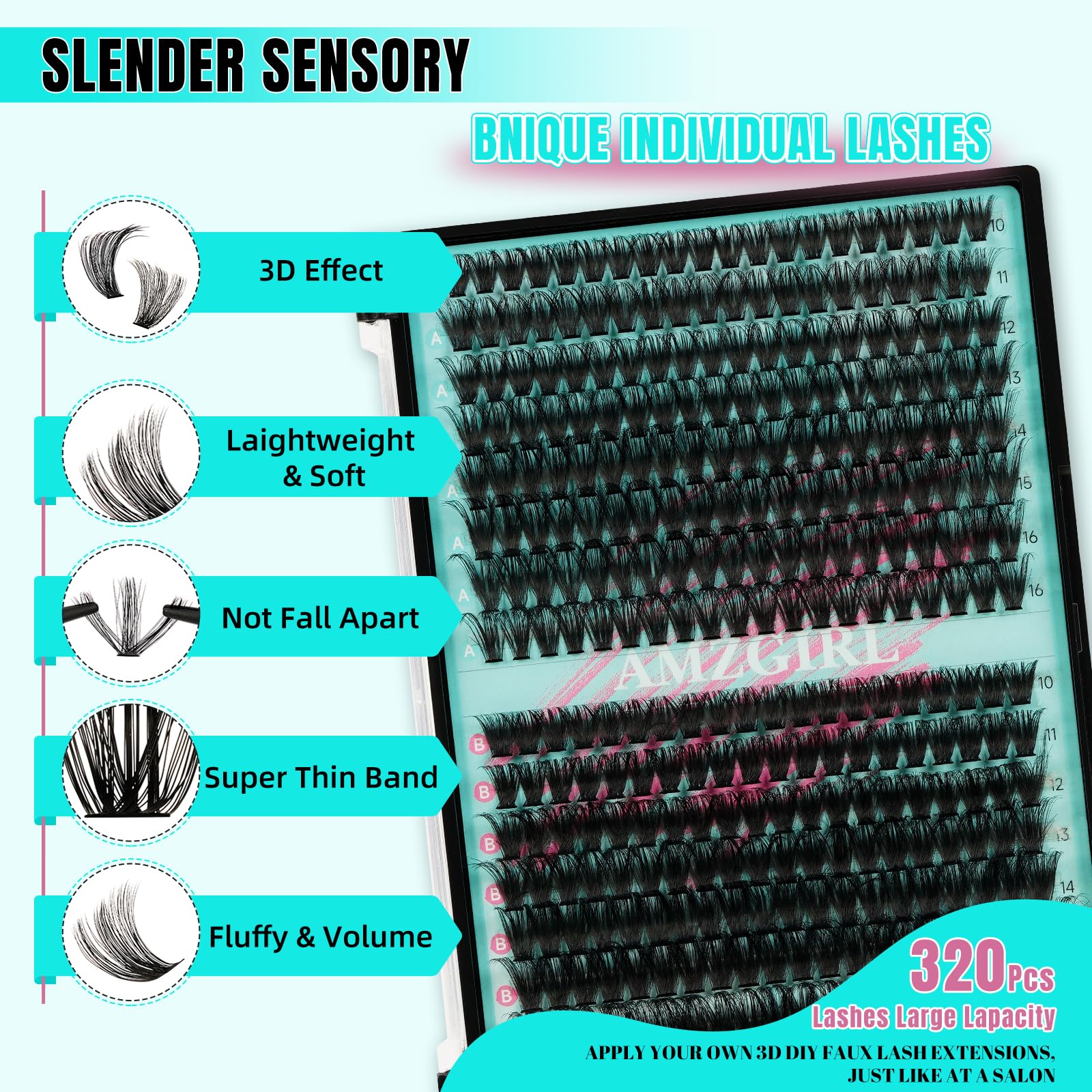 AMZGIRL LASH 60D-80D clusters for versatile at-home looks