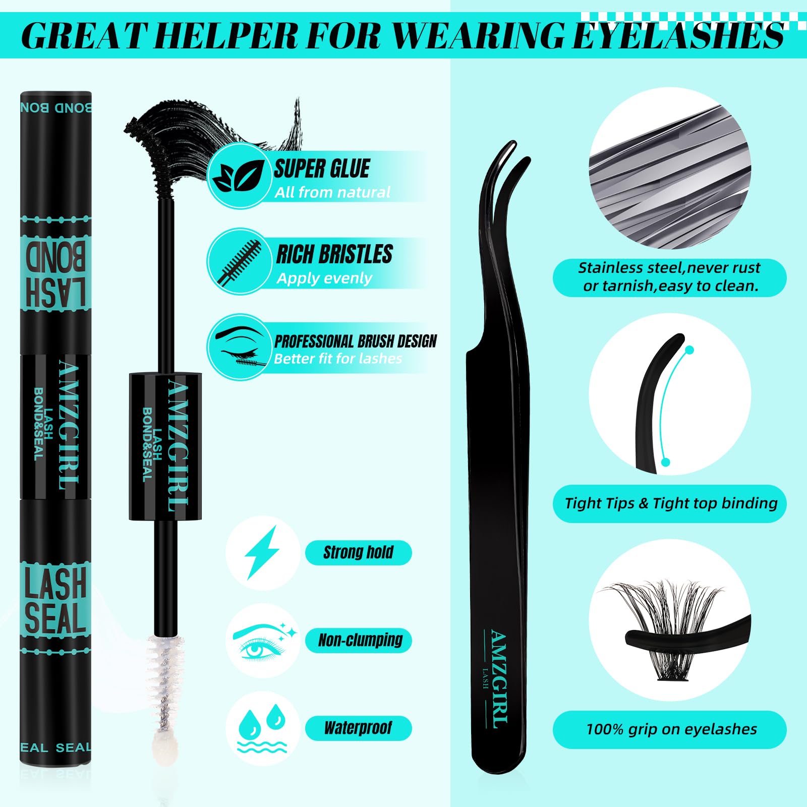 AMZGIRL LASH applicator tweezers help precise placement for professional-looking results