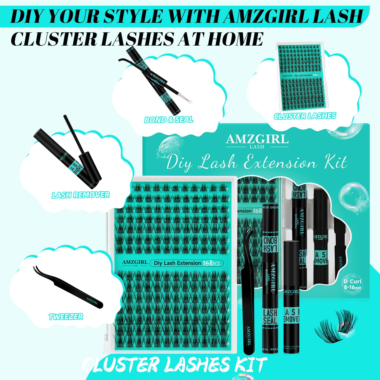 AMZGIRL LASH bond and seal glue, gentle formula for secure, long-lasting lashes.