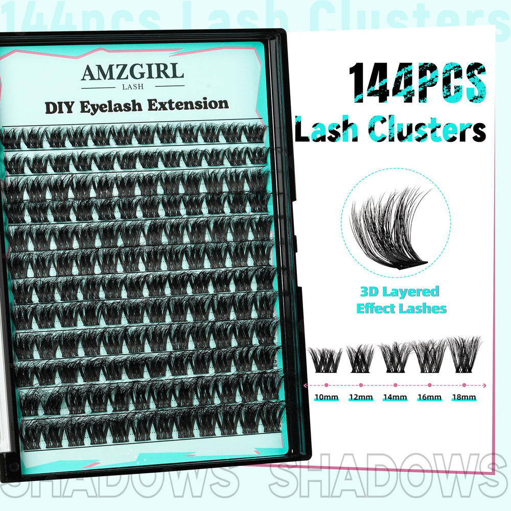 AMZGIRL LASH cluster samples display 3D volume options for dramatic eyes.