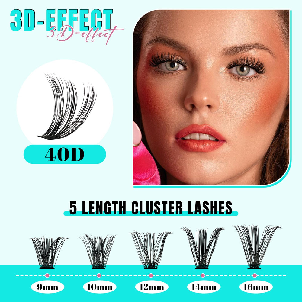 Varied-length lash clusters from 9 to 16 mm for custom styles