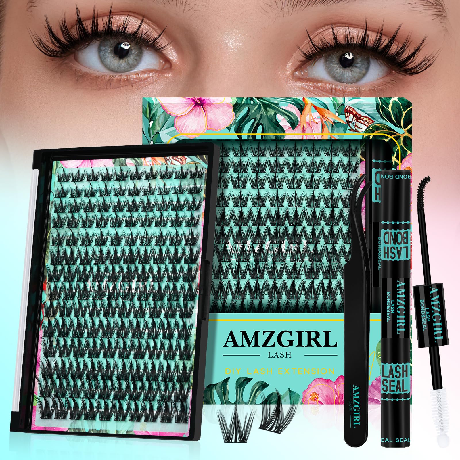 AMZGIRL LASH lash clusters kit 140pcs for easy at-home extension
