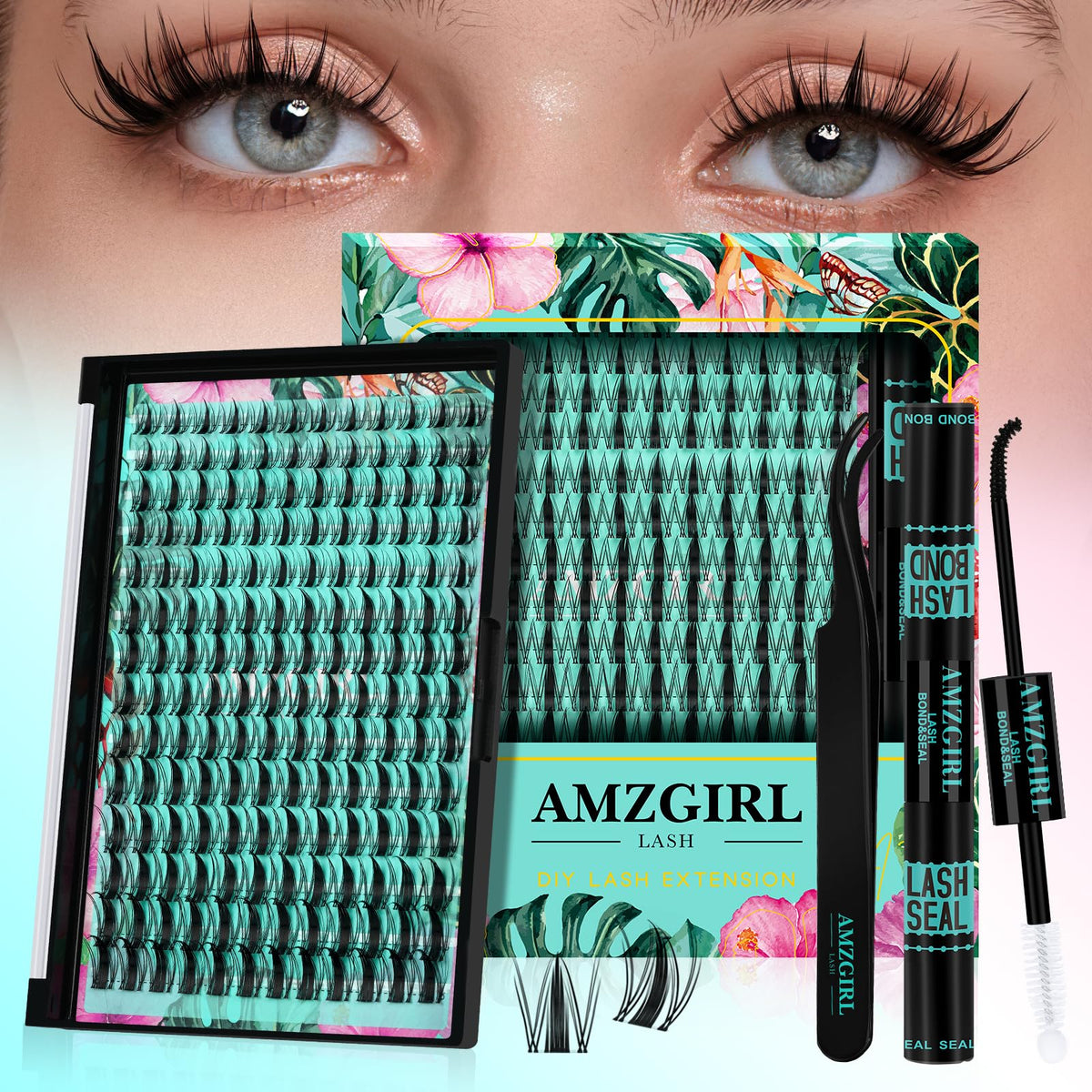 AMZGIRL LASH manga lash clusters kit 168pcs for lightweight natural volume