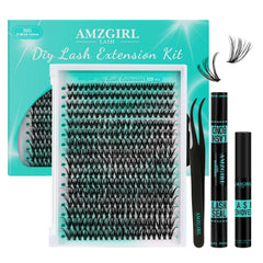 AMZGIRL LASH clusters kit 320pcs with 9-16mm options for at-home natural-looking extensions.