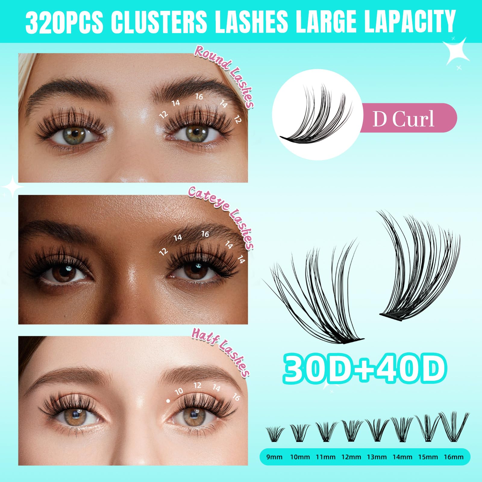 AMZGIRL LASH long-short mix 9-16mm demonstrates versatile length options for different looks