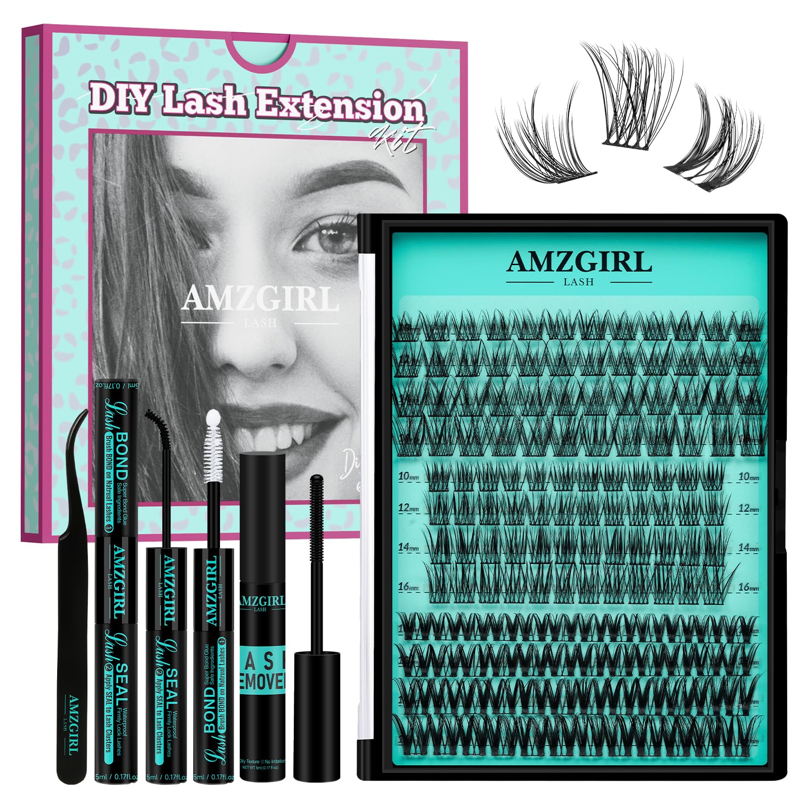 AMZGIRL LASH DIY kit with wispy cluster lashes for at home volume
