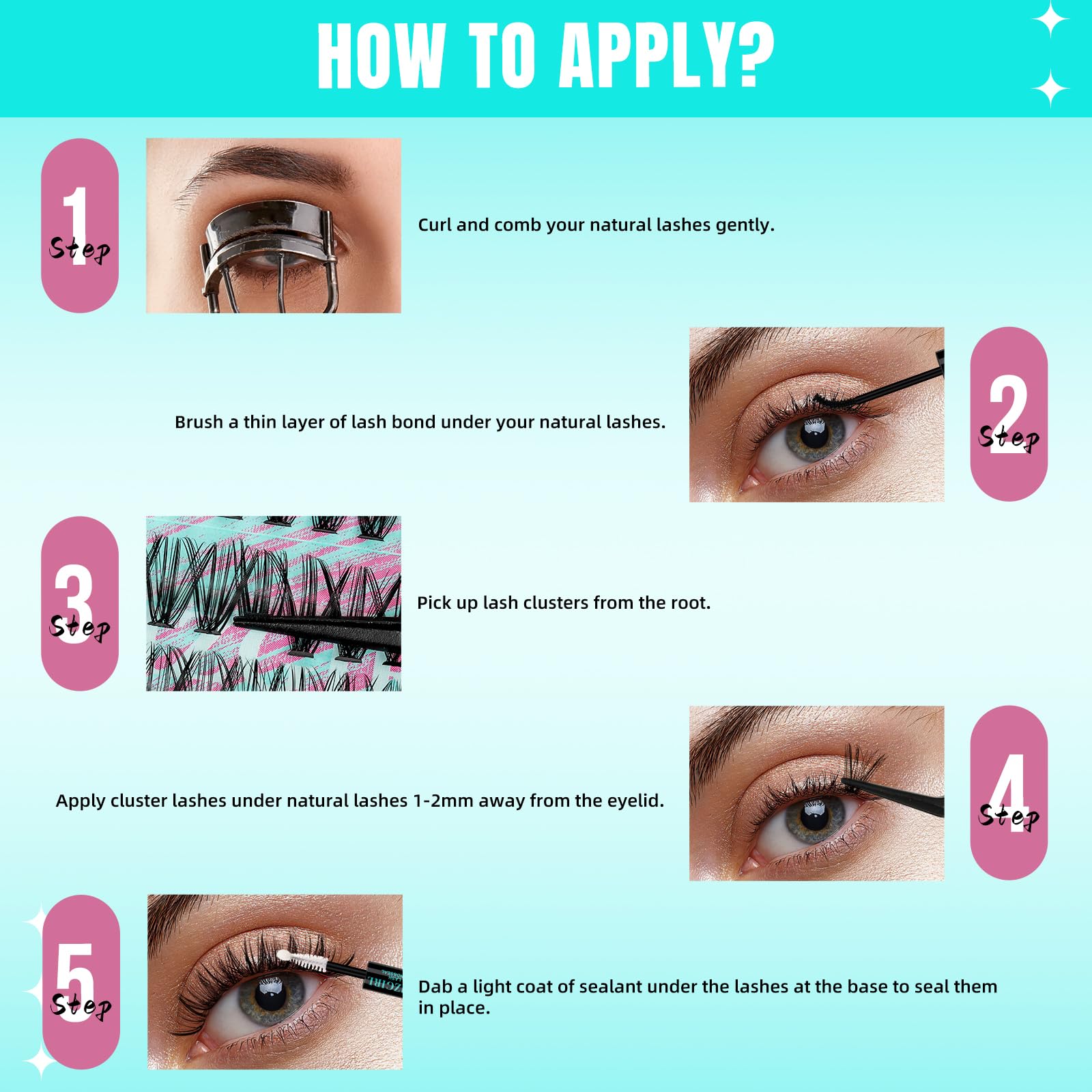 AMZGIRL LASH easy-application clusters with secure hold