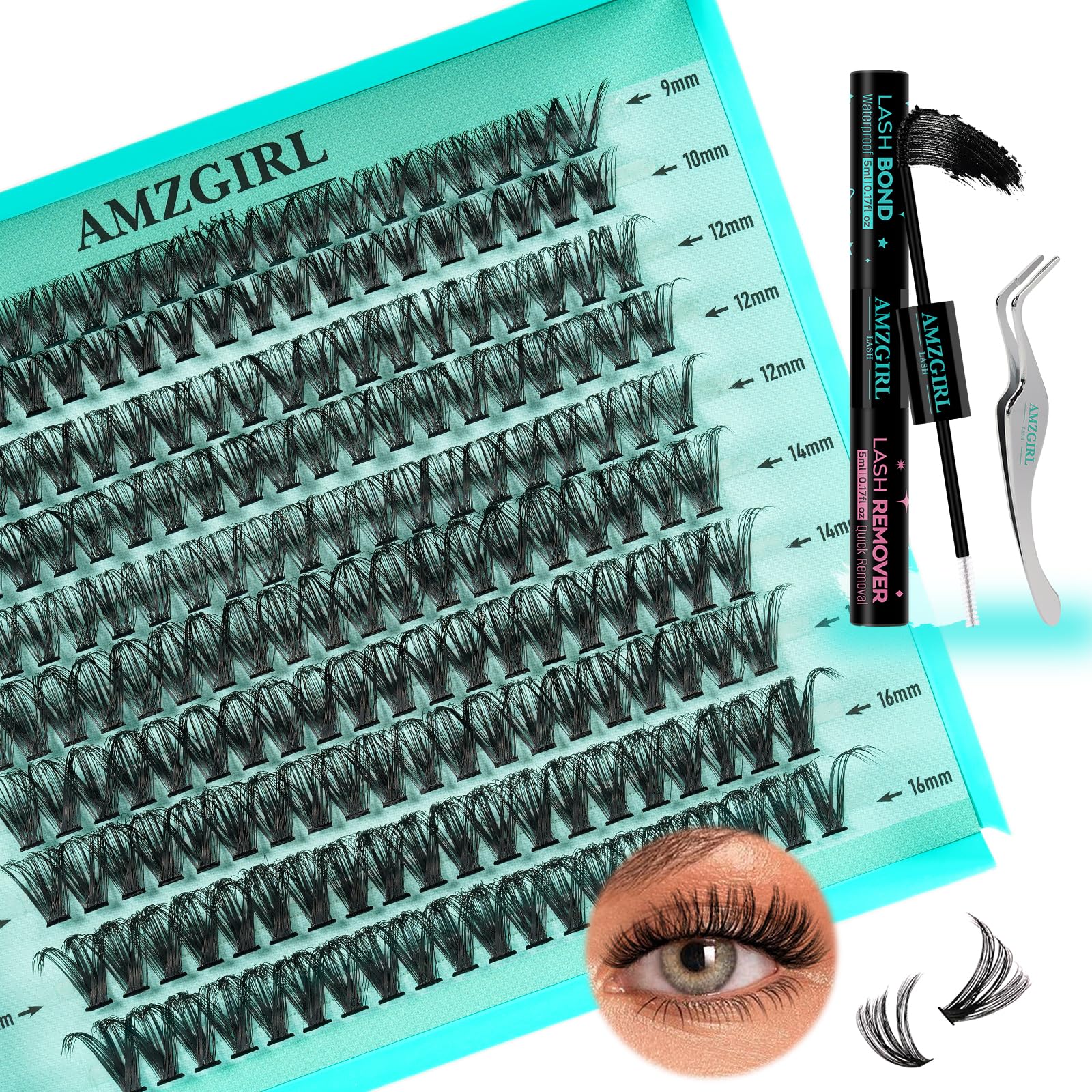 AMZGIRL LASH extension kit with 200 clusters for at-home application
