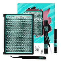 AMZGIRL LASH manga clusters kit packaging closeup showing all-in-one set for at-home use.