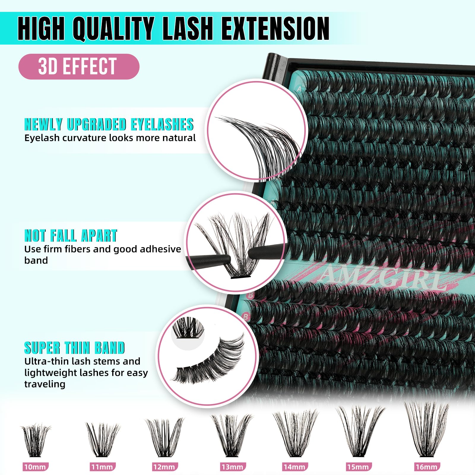 AMZGIRL LASH mix 10-16mm clusters for customizable styles