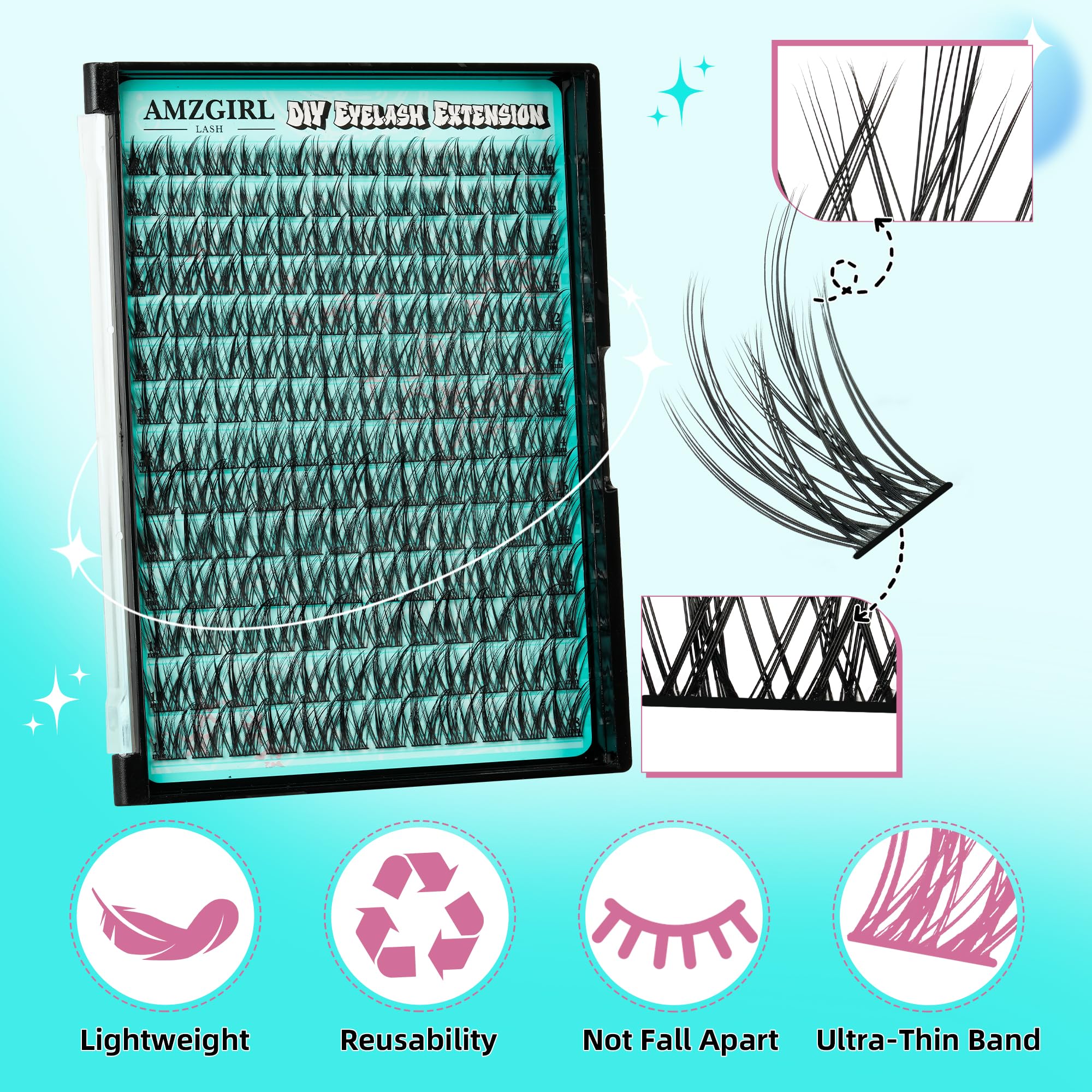 AMZGIRL LASH precision tweezer enables clean, controlled lash placement for a seamless look.