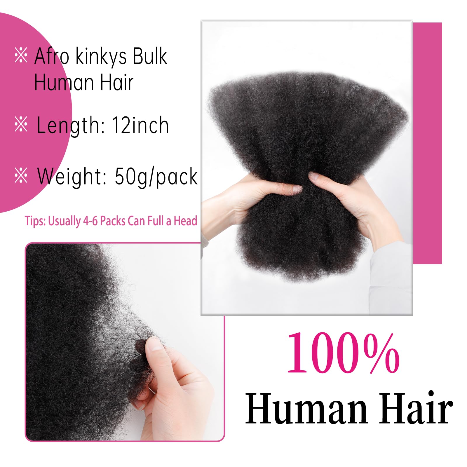 Amzluck Afro Kinky Bulk Hair ready for versatile styles and twists.