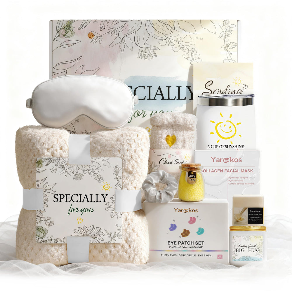 Amzsudy birthday gift basket with a plush throw blanket for cozy comfort.