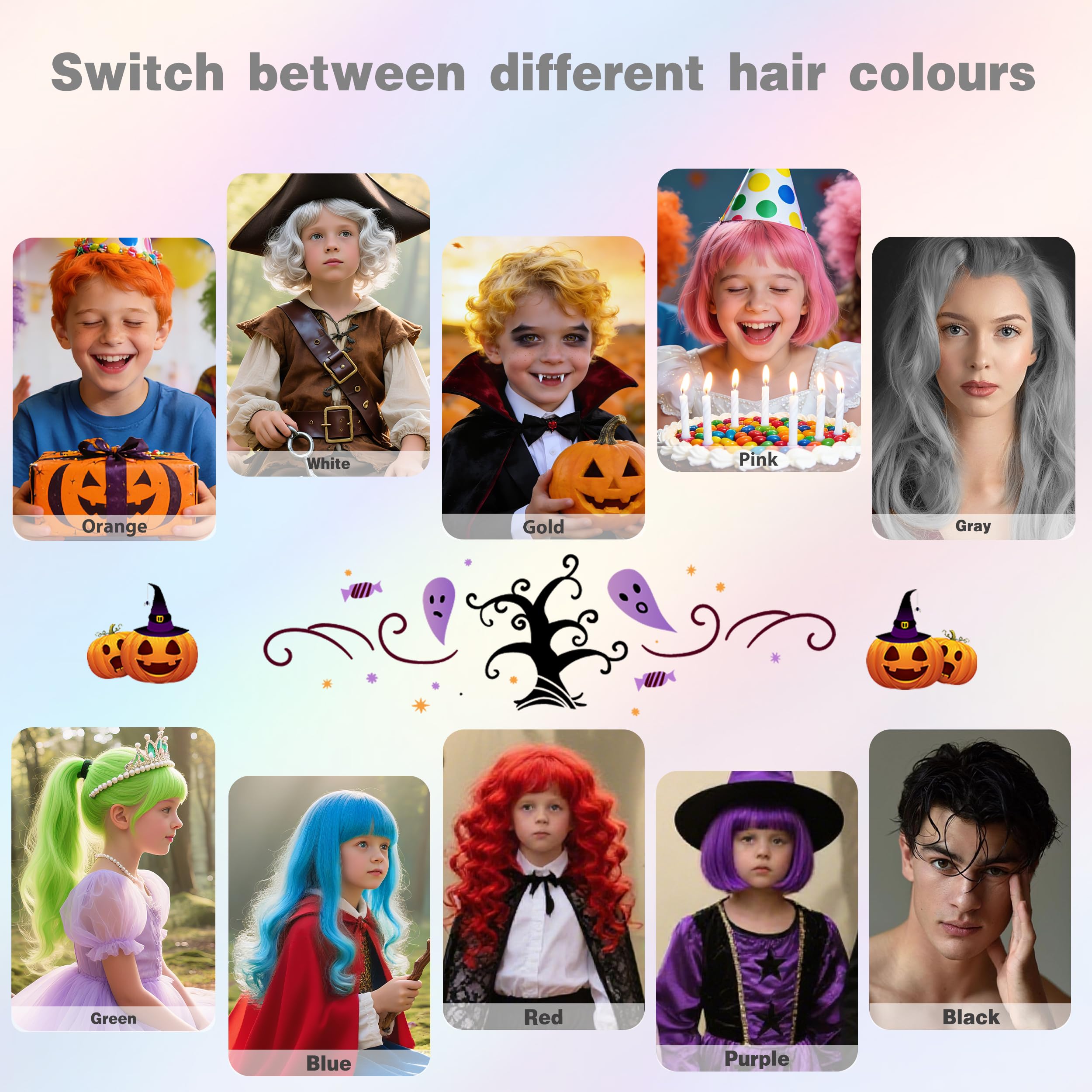 Amzsudy festival and cosplay hair spray for dramatic color accents.