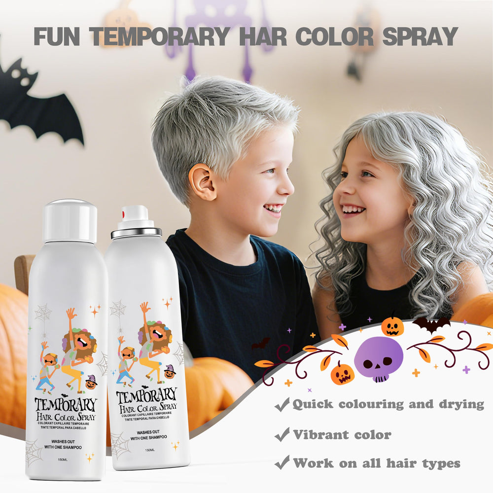 Amzsudy silver color spray on hair, instant dramatic look for events.