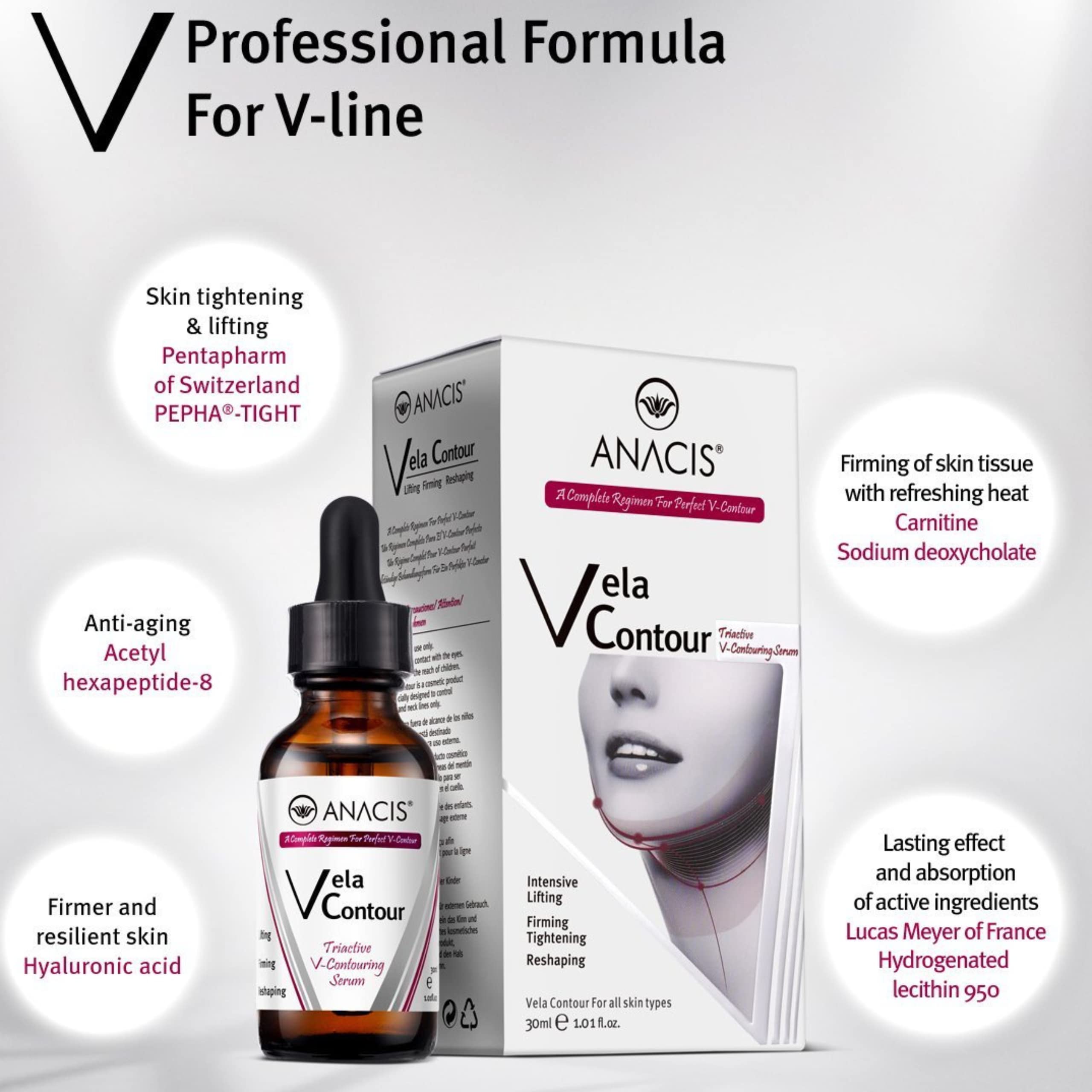 Morning routine with Anacis serum applied under the chin for neck care