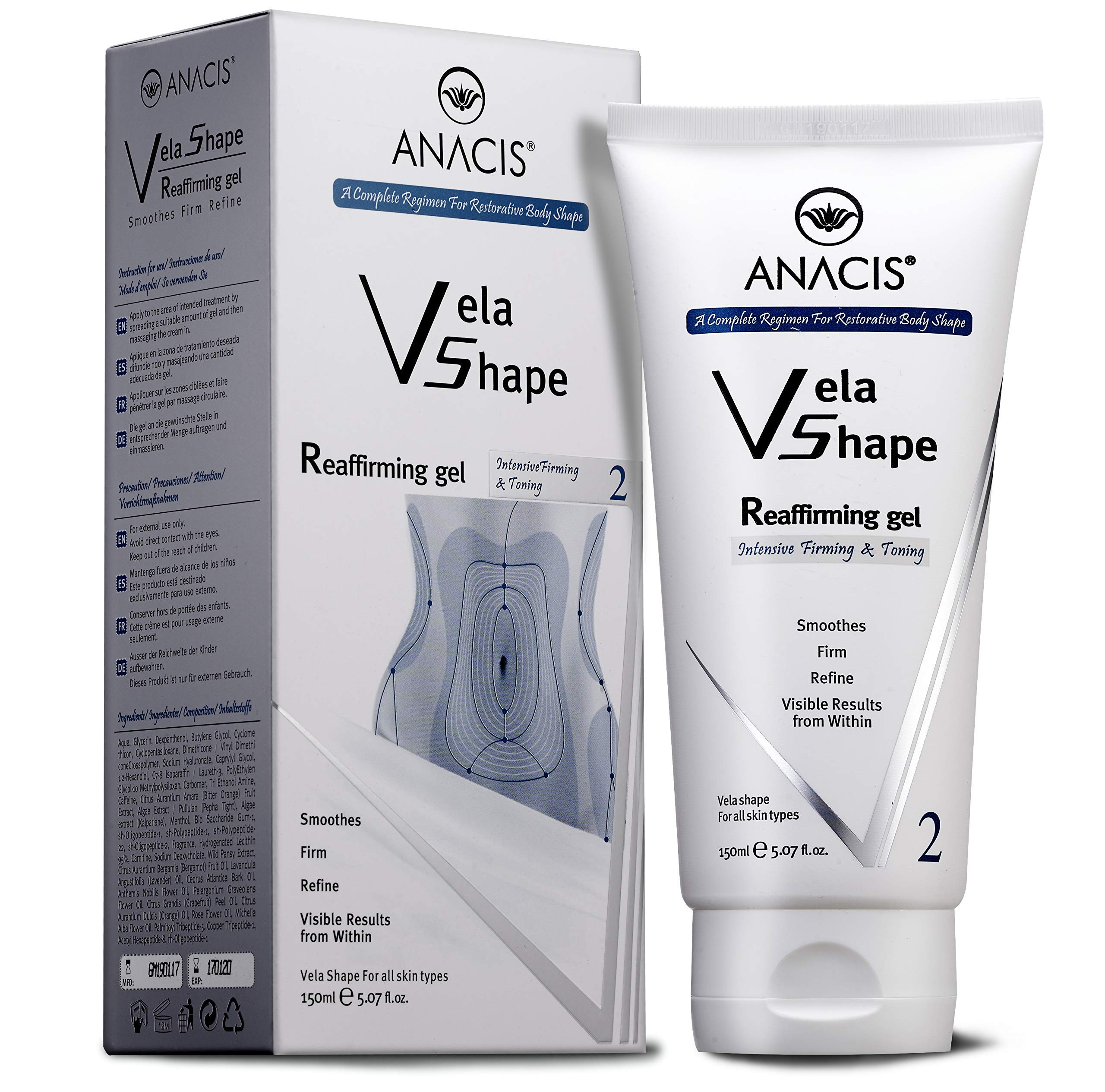 Anacis cellulite cream bottle front view for firming and smoothing.